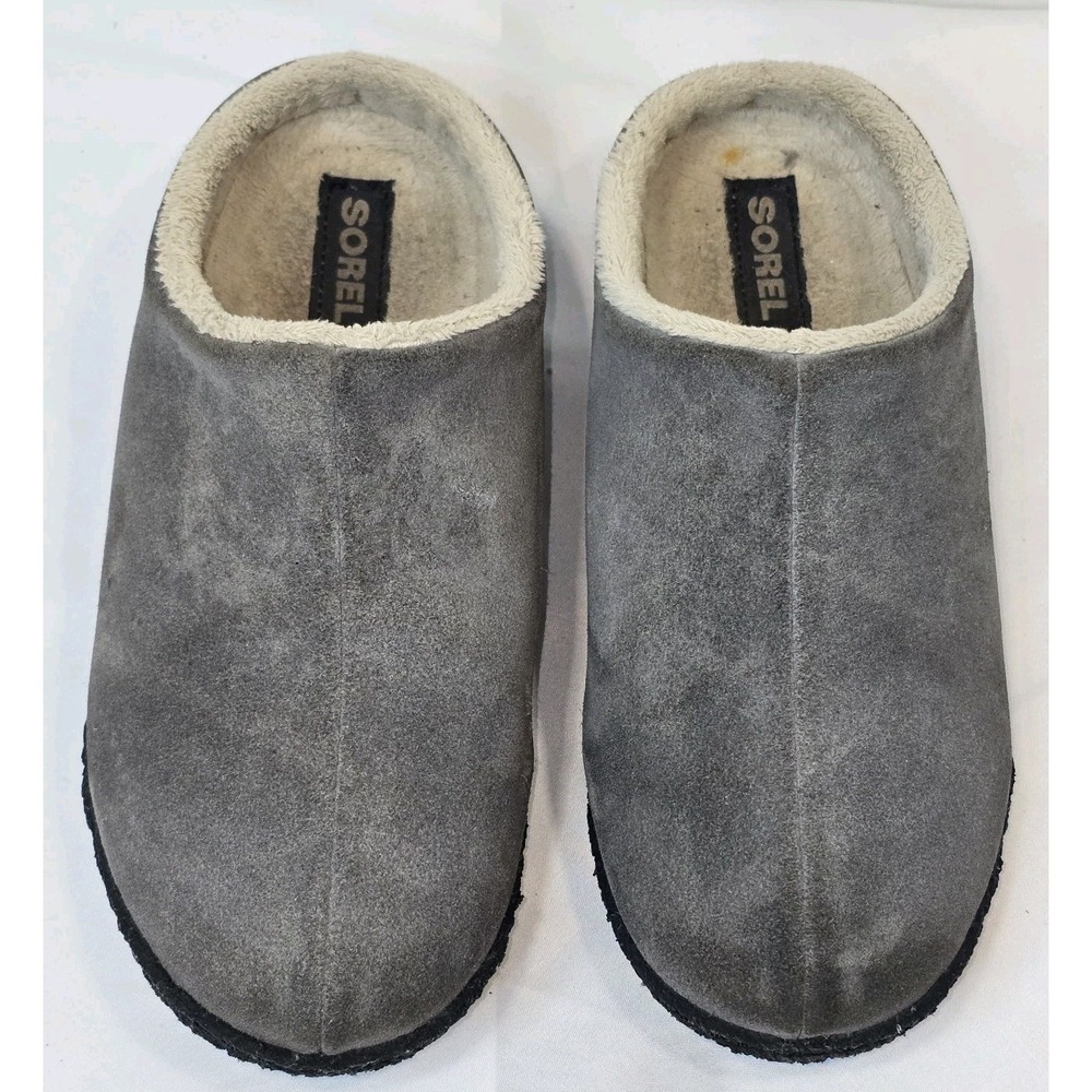 Sorel Gray Falcon Ridge Suede Sherpa Lined Slippers Womens Size 6.5 EU 37‎